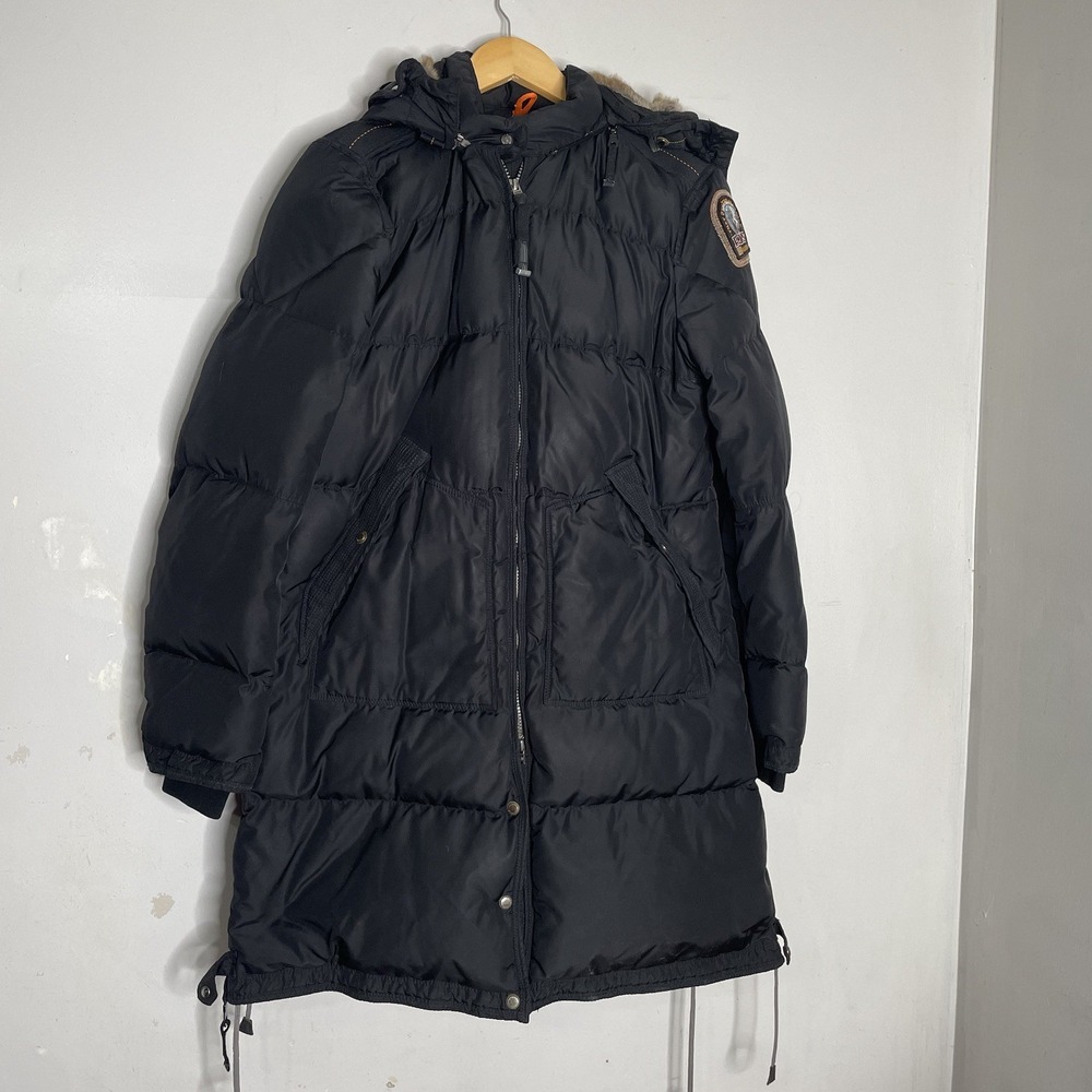 PARAJUMPERS PJS Women's‎ Long Down Jacket Masterpiece Series Black Sz L